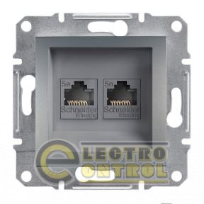 Розетка комп'ютерна подвійна RJ45 Cat.5е UTP, неекр., сталь
