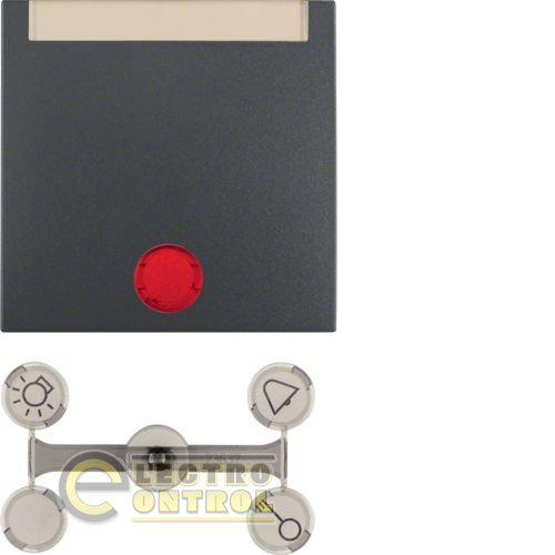 Клавиша 1Х с линзами и полем для надписи, антрацит B.х Клавиша 1Х с линзами и полем для надписи, антрацит B.х