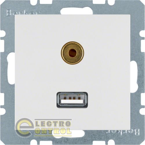 Розетка USB/3.5мм аудіо, полярна білизна матова S.1/B.х Розетка USB/3.5мм аудіо, полярна білизна матова S.1/B.х