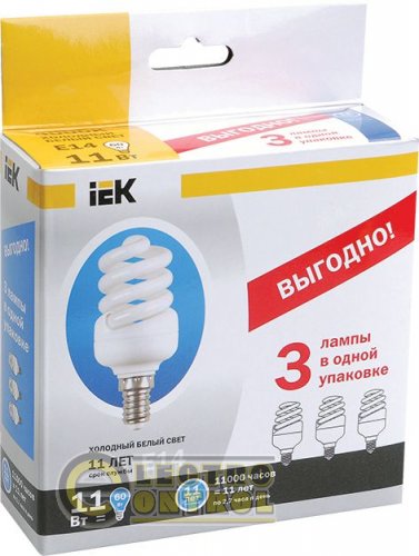 Лампа спираль КЭЛ-FS Е14 11Вт 4000К Т2 ПРОМОПАК 3 шт