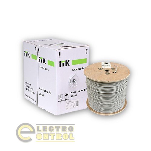 Кабель связи витая пара U/UTP, кат.5E 4x2х24AWG solid, LSZH, 305м, зеленый