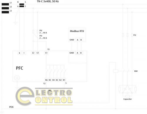 Регулятор реактивной мощности PFC 6 RS (6 ступеней, 97х97) 4656905
