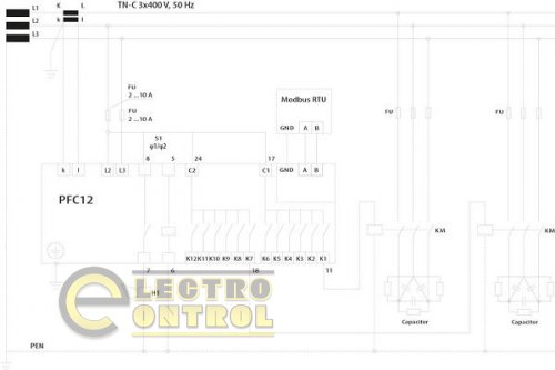 Регулятор реактивной мощности PFC 12 RS (12 ступеней, 144x144) 4656907