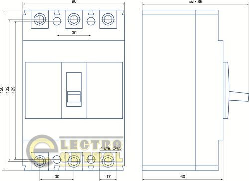 Автоматический выключатель ВА77-1-125   3 полюса    20А  Icu 25кА   380В
