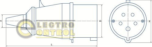 Качана РС -014 3 полюса +PE 16А 400В IP44