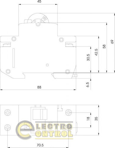 Дифференциальный автоматический выключатель KZS-R 1p+N C 6/0,03 тип A (10kA) 740616103