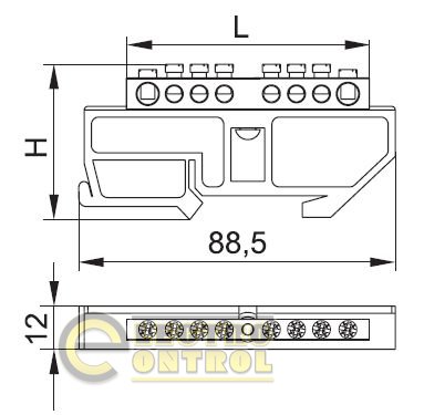 Шина PE "земля" на DIN-изоляторе ШНИ-6х9-14-Д-Ж