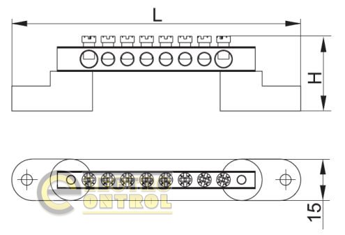 Шина N "ноль" на двух угловых изоляторах ШНИ-8х12-16-У2-C