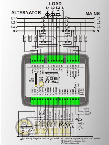 DATAKOM D-200-Ext Многофункциональный контроллер управления генератором c  J1939 интерфейсом. Расширенная версия.