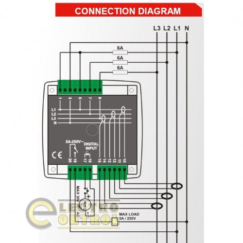 DATAKOM DKM-405 Аналізатор електромережі, 170-275V живлення, 96x96mm, доп вхід/вихід
