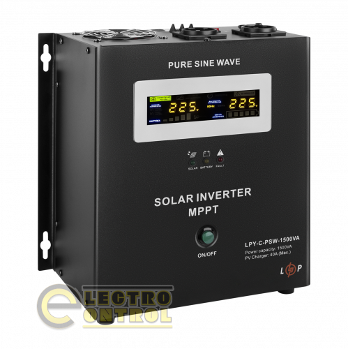Гібридний сонячний інвертор  (ДБЖ) LogicPower LPY-С-PSW-1500VA (1050Вт) MPPT 24V