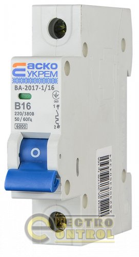 Автоматичний вимикач Аско-Укрем A0010170050 ВА-2017 B 1р 10А