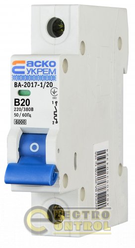 Автоматичний вимикач Аско-Укрем A0010170051 ВА-2017 B 1р 16А