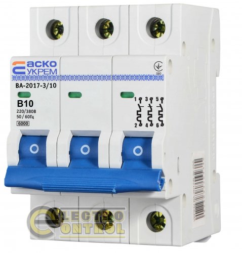 Автоматический выключатель Аско-Укрем A0010170063 ВА-2017 B 3р 6А