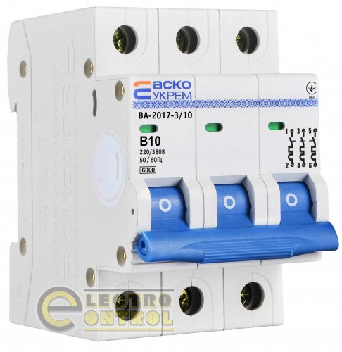 Автоматический выключатель Аско-Укрем A0010170063 ВА-2017 B 3р 6А