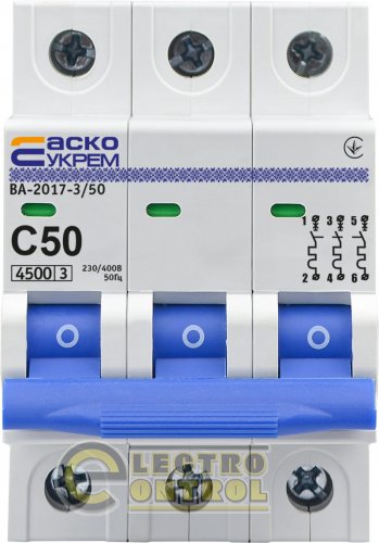 Автоматический выключатель Аско-Укрем A0010170025 ВА-2017 С 3р 40А
