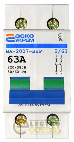 Вимикач-роз`єднувач УКРЕМ ВА-2007 ВРН 1р 40А АСКО