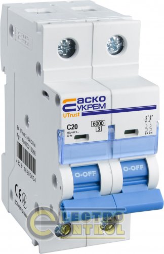 Модульный автоматический выключатель Аско-Укрем A0010210065 UTrust 2р 16А С 6kА