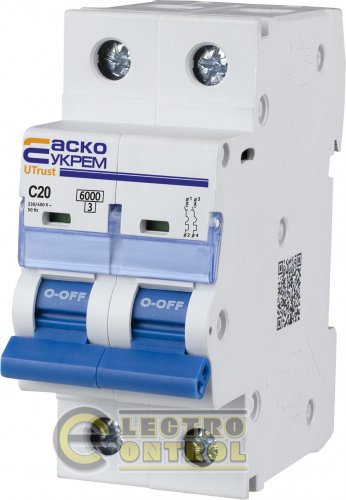 Модульный автоматический выключатель Аско-Укрем A0010210065 UTrust 2р 16А С 6kА
