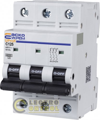 Модульний автоматичний вимикач Аско-Укрем A0010210122 UProfi 3р 100А C 6kА
