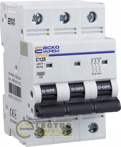 Модульний автоматичний вимикач Аско-Укрем A0010210122 UProfi 3р 100А C 6kА