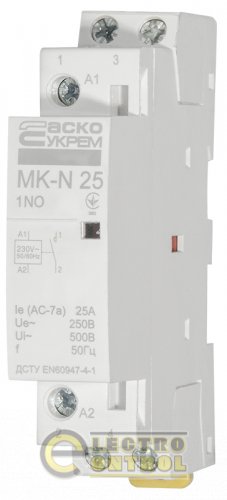 Модульний контактор MK-N 1P 25A 1NO 220V