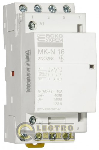 Модульний контактор MK-N 4P 16A 2NO2NC 220V