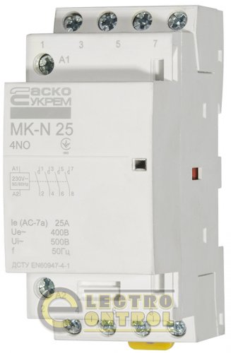 Модульний контактор MK-N 4P 25A 4NO 220V