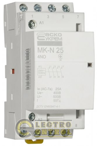 Модульний контактор MK-N 4P 25A 4NO 220V