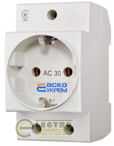 Розетка з заземленням AC30 2Р+РЕ