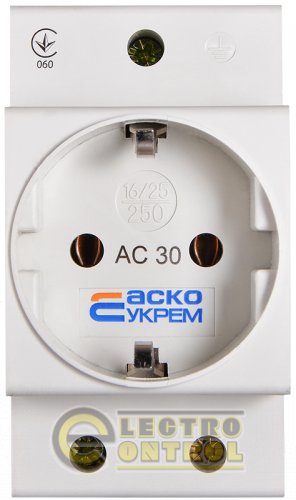 Розетка з заземленням AC30 2Р+РЕ
