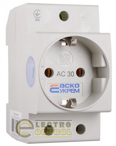Розетка з заземленням AC30 2Р+РЕ