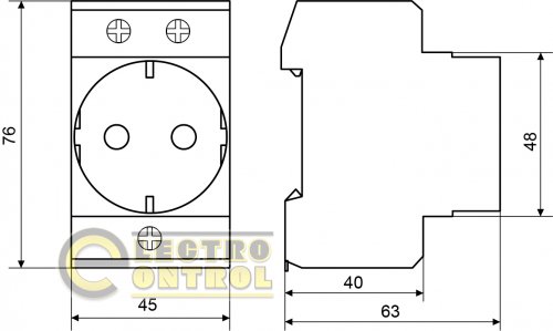 Розетка з заземленням AC30 2Р+РЕ