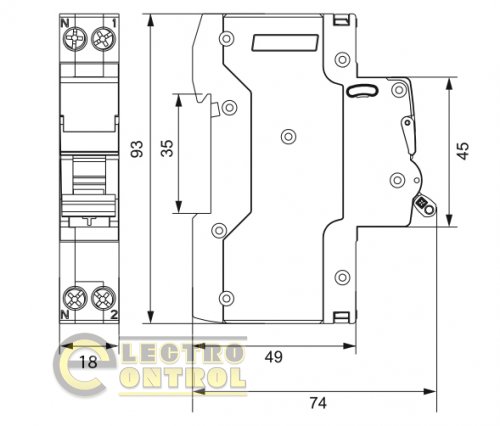 Пристрій захисного відключення з захистом від надструмів UTrust 1P+N (18 mm)  6А 10mА  AC
