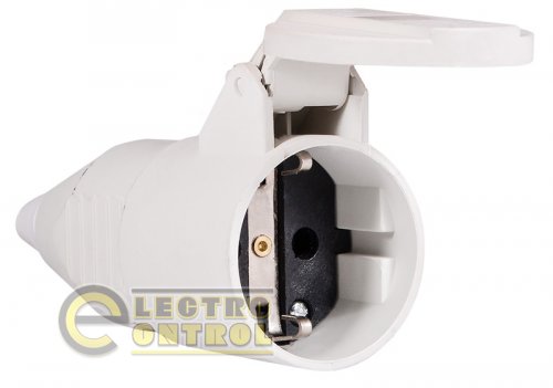 Розетка Аско-Укрем A0080030009 (гнездо) переносная ГП 16А/2 (220В) 2Р+РЕ (212) белая