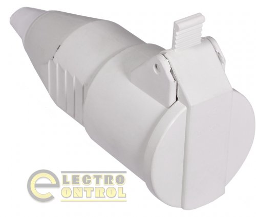 Розетка Аско-Укрем A0080030009 (гнездо) переносная ГП 16А/2 (220В) 2Р+РЕ (212) белая