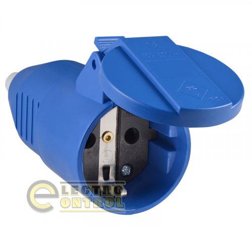 Розетка Аско-Укрем A0080030010 (гнездо) переносная ГП 16А/2 (220В) 2Р+РЕ (212) синяя