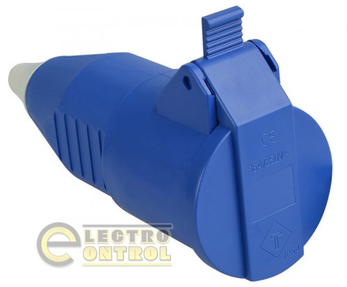 Розетка Аско-Укрем A0080030010 (гнездо) переносная ГП 16А/2 (220В) 2Р+РЕ (212) синяя