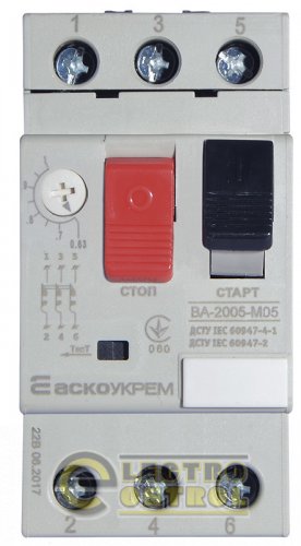 Автоматический выключатель защиты двигателя Аско-Укрем A0010050017 ВА-2005 М05