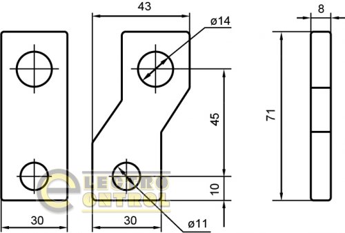 Шина Аско-Укрем A0150110014 переходная ШП 400A (комплект 6шт)