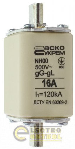 Запобіжник Аско-Укрем A0050010008 ножовий з плавкою вставкою NH00 16A gG