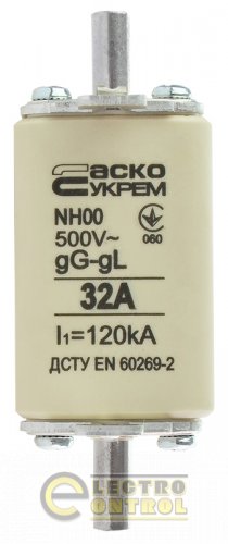 Запобіжник Аско-Укрем A0050010010 ножовий з плавкою вставкою NH00 32A gG