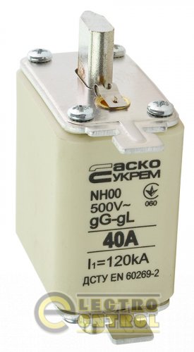 Запобіжник Аско-Укрем A0050010011 ножовий з плавкою вставкою NH00 40A gG
