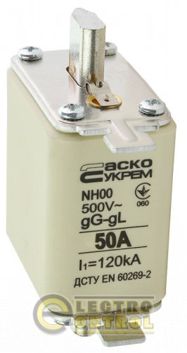 Предохранитель Аско-Укрем A0050010012 ножевой с плавкой вставкой NH00 50A gG