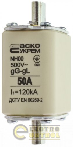 Предохранитель Аско-Укрем A0050010012 ножевой с плавкой вставкой NH00 50A gG