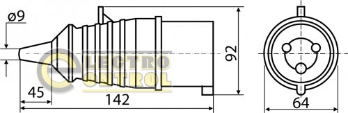 Розетка Аско-Укрем A0080020005 (гнездо) переносная ГП 32А/4 3Р+РЕ (224)