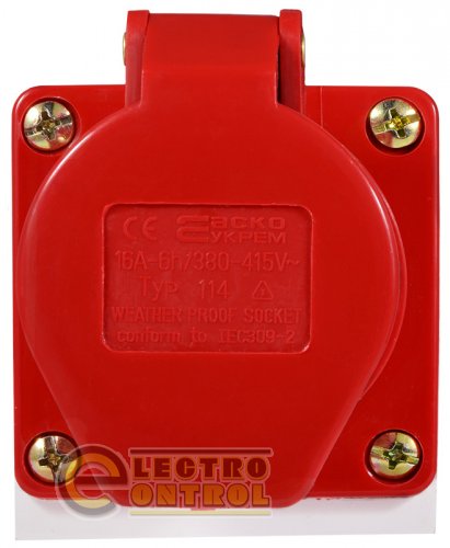 Розетка Аско-Укрем A0080040002 (гнездо) стационарная ГC 16А/4 3Р+РЕ (114)