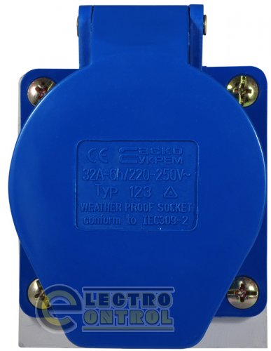 Розетка Аско-Укрем A0080040004 (гнездо) стационарная ГС 32А/3 2Р+РЕ (123)