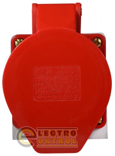 Розетка Аско-Укрем A0080040006 (гнездо) стационарная ГC 32А/5 3Р+N+РЕ (125)