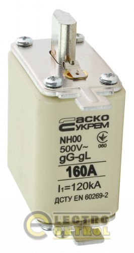 Запобіжник Аско-Укрем A0050010017 ножовий з плавкою вставкою NH00 160A gG
